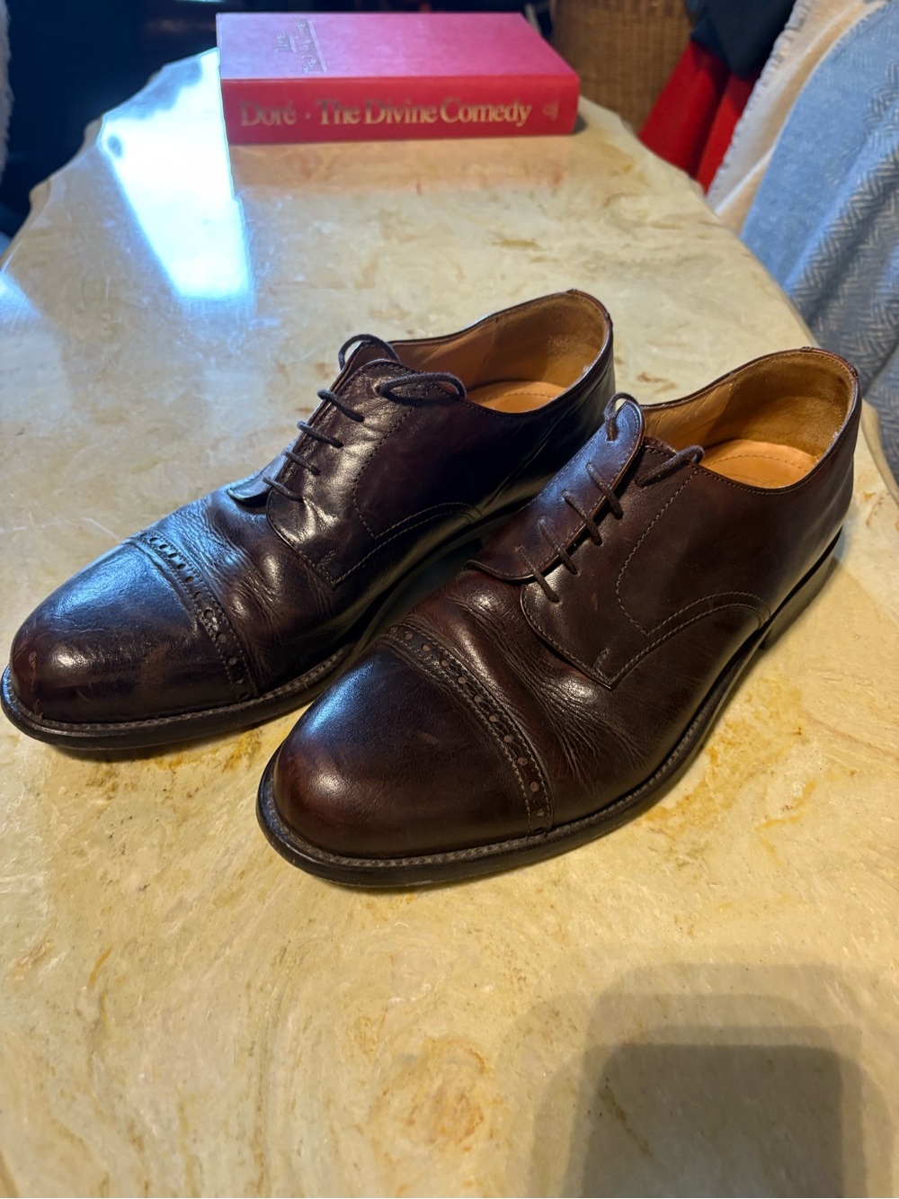 B.J. Hooper Men's Dark Brown Leather Cap-Toe Derby Shoes